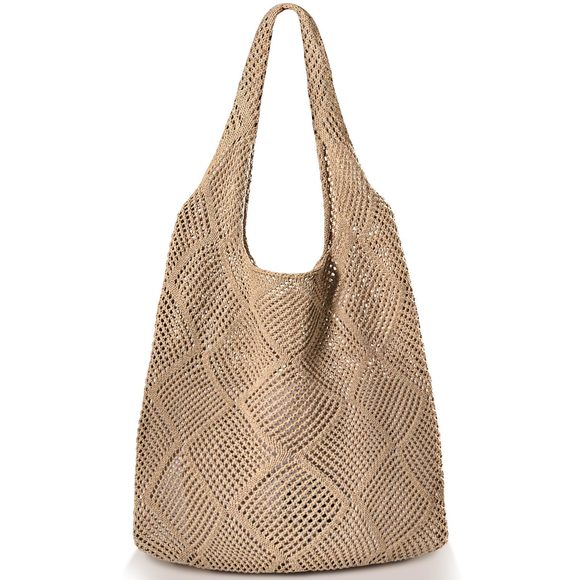 Beach Bags - Large Beach Tote Bag, Woven Hollow Summer Bag, ;) - Picture 1 of 7